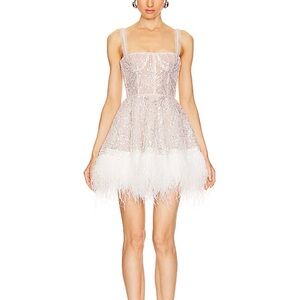Bronx and Banco White Feathered Dress